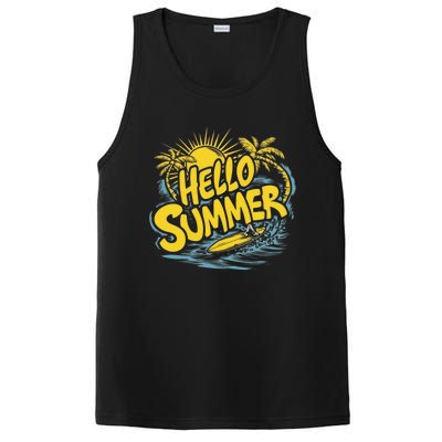 Hello Summer Sunshine Palm Tree Hello Summer Cool Gift PosiCharge Competitor Tank