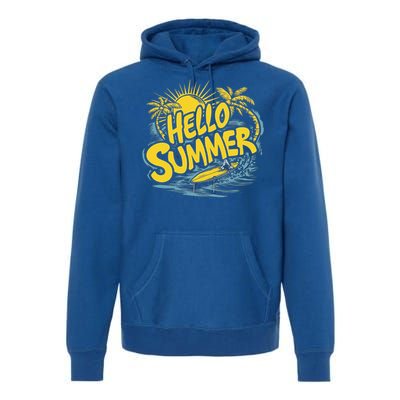 Hello Summer Sunshine Palm Tree Hello Summer Cool Gift Premium Hoodie