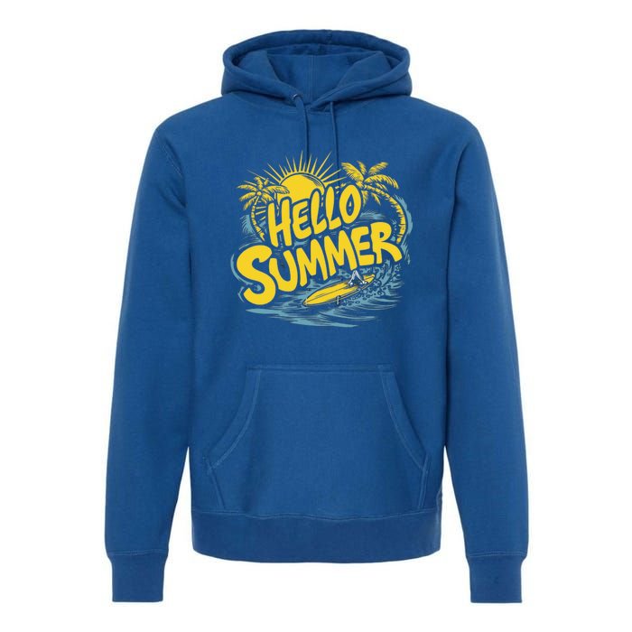 Hello Summer Sunshine Palm Tree Hello Summer Cool Gift Premium Hoodie