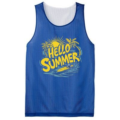 Hello Summer Sunshine Palm Tree Hello Summer Cool Gift Mesh Reversible Basketball Jersey Tank