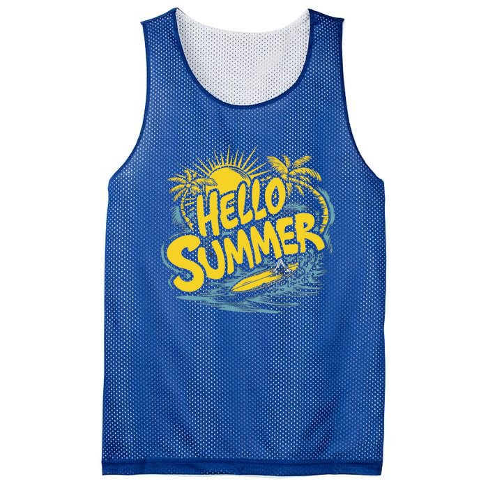 Hello Summer Sunshine Palm Tree Hello Summer Cool Gift Mesh Reversible Basketball Jersey Tank