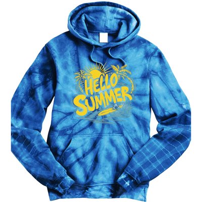 Hello Summer Sunshine Palm Tree Hello Summer Cool Gift Tie Dye Hoodie