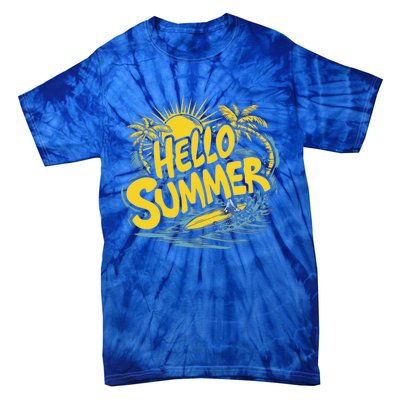 Hello Summer Sunshine Palm Tree Hello Summer Cool Gift Tie-Dye T-Shirt