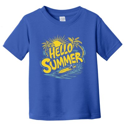 Hello Summer Sunshine Palm Tree Hello Summer Cool Gift Toddler T-Shirt