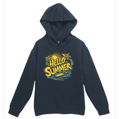 Hello Summer Sunshine Palm Tree Hello Summer Cool Gift Urban Pullover Hoodie