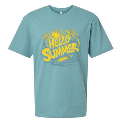 Hello Summer Sunshine Palm Tree Hello Summer Cool Gift Sueded Cloud Jersey T-Shirt