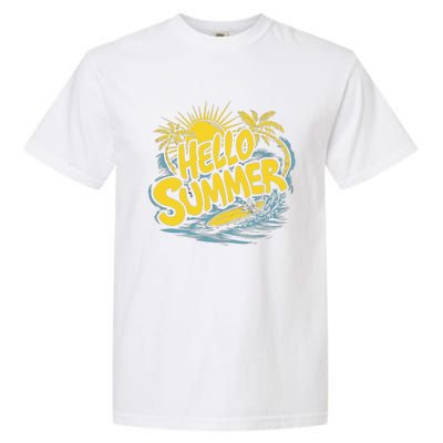 Hello Summer Sunshine Palm Tree Hello Summer Cool Gift Garment-Dyed Heavyweight T-Shirt