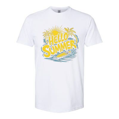 Hello Summer Sunshine Palm Tree Hello Summer Cool Gift Softstyle CVC T-Shirt