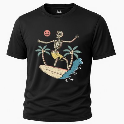 Hawaii Surfer Skeleton Halloween Beach Scary Spooky Surfers Performance Shirt