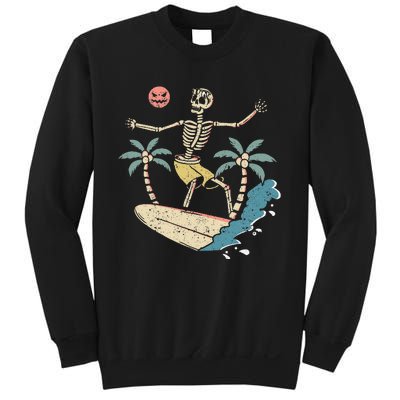 Hawaii Surfer Skeleton Halloween Beach Scary Spooky Surfers Sweatshirt