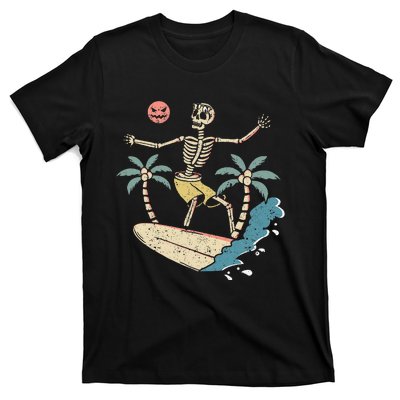 Hawaii Surfer Skeleton Halloween Beach Scary Spooky Surfers T-Shirt