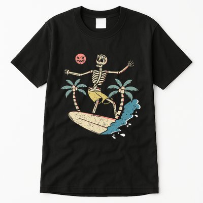 Hawaii Surfer Skeleton Halloween Beach Scary Spooky Surfers Tall T-Shirt