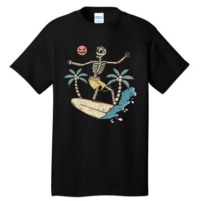 Hawaii Surfer Skeleton Halloween Beach Scary Spooky Surfers Tall T-Shirt