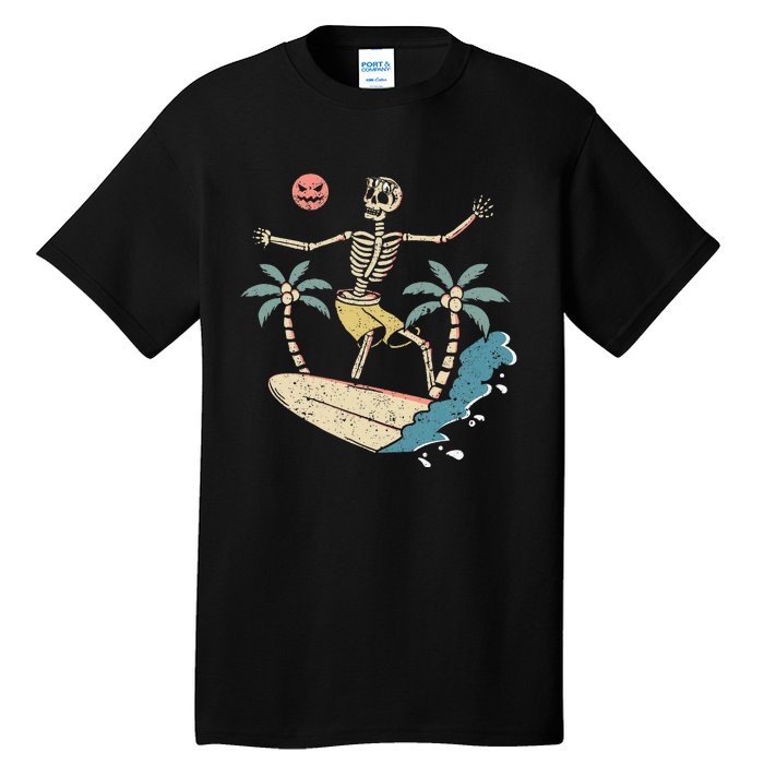 Hawaii Surfer Skeleton Halloween Beach Scary Spooky Surfers Tall T-Shirt