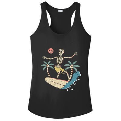 Hawaii Surfer Skeleton Halloween Beach Scary Spooky Surfers Ladies PosiCharge Competitor Racerback Tank