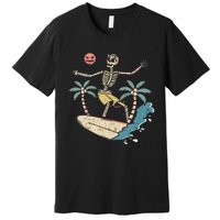 Hawaii Surfer Skeleton Halloween Beach Scary Spooky Surfers Premium T-Shirt