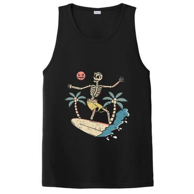 Hawaii Surfer Skeleton Halloween Beach Scary Spooky Surfers PosiCharge Competitor Tank