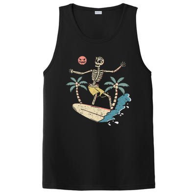 Hawaii Surfer Skeleton Halloween Beach Scary Spooky Surfers PosiCharge Competitor Tank