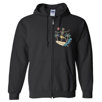 Hawaii Surfer Skeleton Halloween Beach Scary Spooky Surfers Full Zip Hoodie