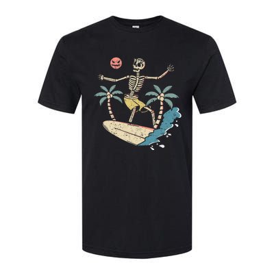 Hawaii Surfer Skeleton Halloween Beach Scary Spooky Surfers Softstyle CVC T-Shirt