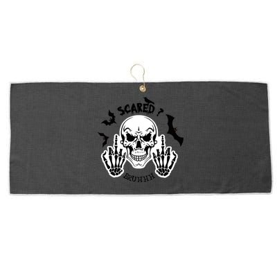 Halloween Skull Scared? Bruhhh Spooky Large Microfiber Waffle Golf Towel