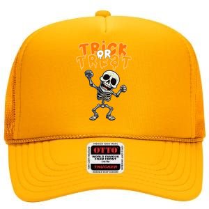 Halloween Spooky Skeleton Design Trick Or Treat High Crown Mesh Back Trucker Hat