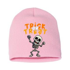 Halloween Spooky Skeleton Design Trick Or Treat Short Acrylic Beanie