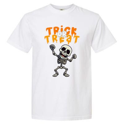 Halloween Spooky Skeleton Design Trick Or Treat Garment-Dyed Heavyweight T-Shirt