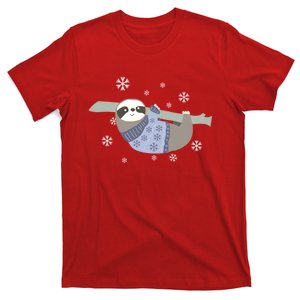 Hanging Sloth Snowflakes Christmas T-Shirt