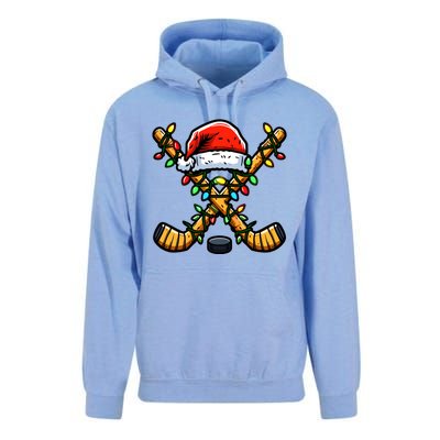 Hockey Sticks Santa Hat Christmas Lights Family Matching Gift Unisex Surf Hoodie