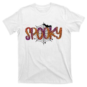 Halloween Spooky Spiderweb Leopard Halloween Day T-Shirt