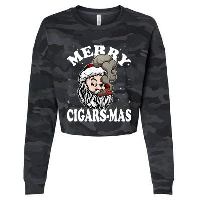 Hipster Santa Smoking Cigars Dad Xmas Gift Sweater Pajama Funny Gift Cropped Pullover Crew