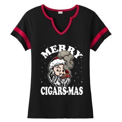 Hipster Santa Smoking Cigars Dad Xmas Gift Sweater Pajama Funny Gift Ladies Halftime Notch Neck Tee