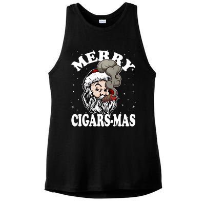 Hipster Santa Smoking Cigars Dad Xmas Gift Sweater Pajama Funny Gift Ladies PosiCharge Tri-Blend Wicking Tank