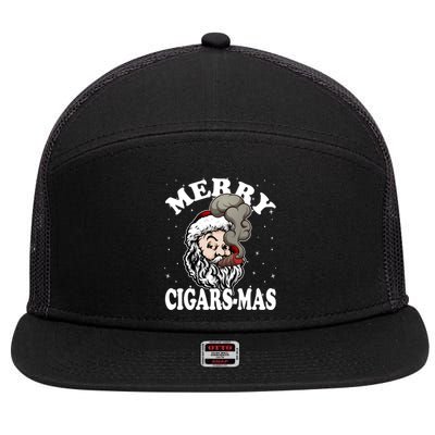 Hipster Santa Smoking Cigars Dad Xmas Gift Sweater Pajama Funny Gift 7 Panel Mesh Trucker Snapback Hat