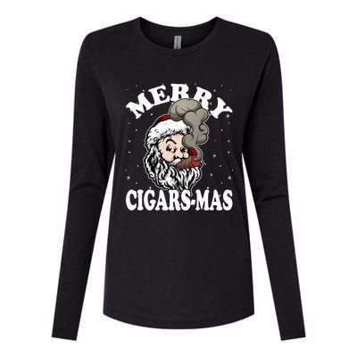 Hipster Santa Smoking Cigars Dad Xmas Gift Sweater Pajama Funny Gift Womens Cotton Relaxed Long Sleeve T-Shirt