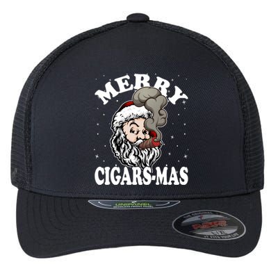 Hipster Santa Smoking Cigars Dad Xmas Gift Sweater Pajama Funny Gift Flexfit Unipanel Trucker Cap