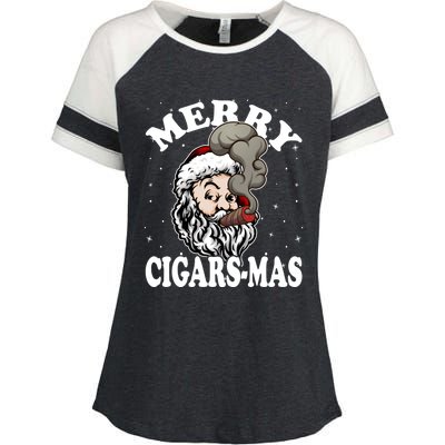 Hipster Santa Smoking Cigars Dad Xmas Gift Sweater Pajama Funny Gift Enza Ladies Jersey Colorblock Tee