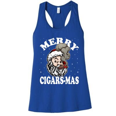 Hipster Santa Smoking Cigars Dad Xmas Gift Sweater Pajama Funny Gift Women's Racerback Tank