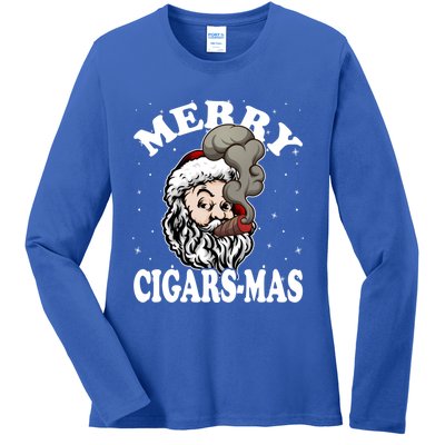 Hipster Santa Smoking Cigars Dad Xmas Gift Sweater Pajama Funny Gift Ladies Long Sleeve Shirt