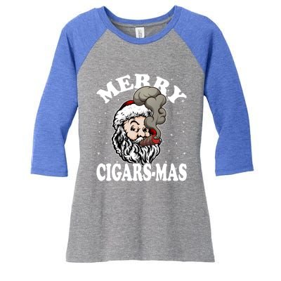 Hipster Santa Smoking Cigars Dad Xmas Gift Sweater Pajama Funny Gift Women's Tri-Blend 3/4-Sleeve Raglan Shirt