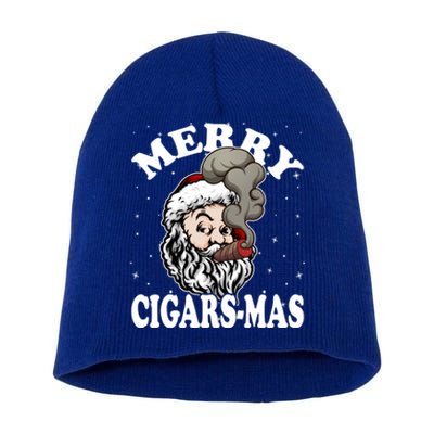 Hipster Santa Smoking Cigars Dad Xmas Gift Sweater Pajama Funny Gift Short Acrylic Beanie