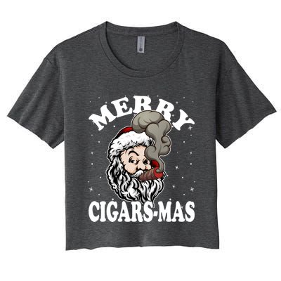 Hipster Santa Smoking Cigars Dad Xmas Gift Sweater Pajama Funny Gift Women's Crop Top Tee