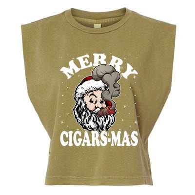 Hipster Santa Smoking Cigars Dad Xmas Gift Sweater Pajama Funny Gift Garment-Dyed Women's Muscle Tee