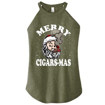 Hipster Santa Smoking Cigars Dad Xmas Gift Sweater Pajama Funny Gift Women's Perfect Tri Rocker Tank