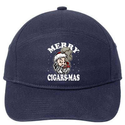 Hipster Santa Smoking Cigars Dad Xmas Gift Sweater Pajama Funny Gift 7-Panel Snapback Hat