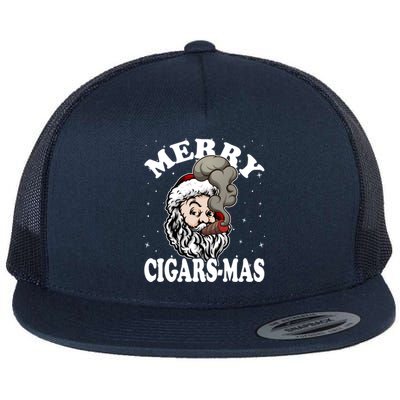 Hipster Santa Smoking Cigars Dad Xmas Gift Sweater Pajama Funny Gift Flat Bill Trucker Hat