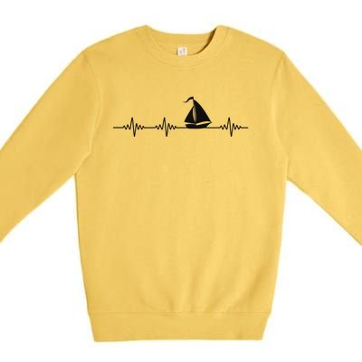 Heartbeat Sailing Sailboat Premium Crewneck Sweatshirt