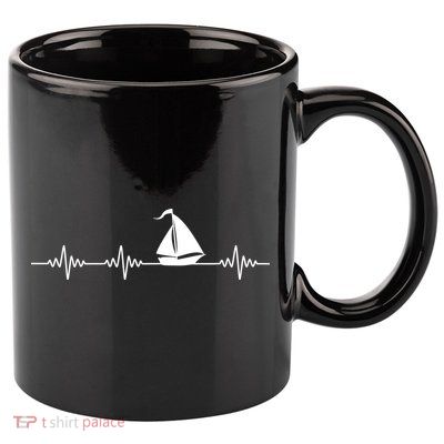Heartbeat Sailing Sailboat 11oz C Handle Ceramic Mug