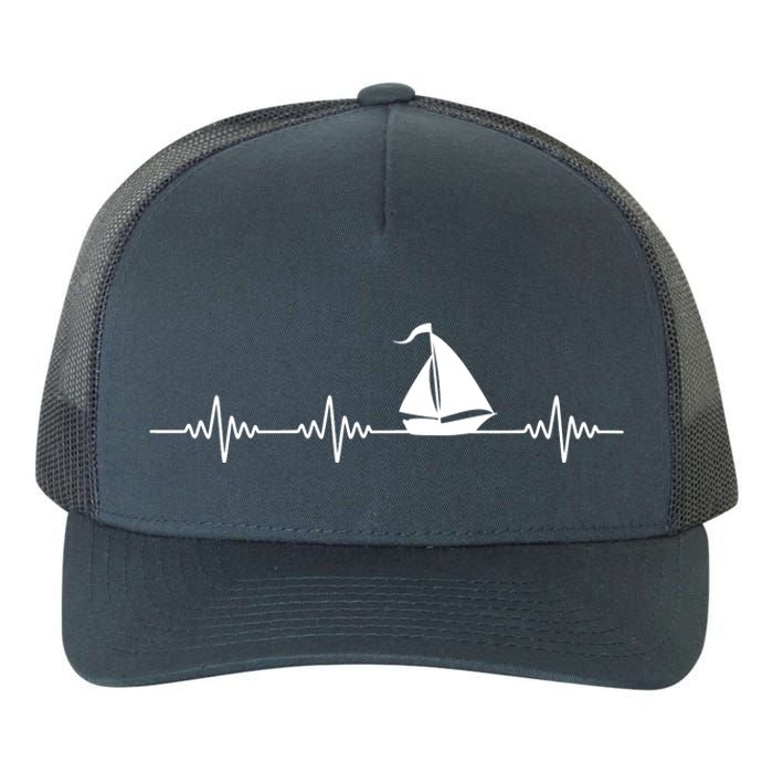 Heartbeat Sailing Sailboat Yupoong Adult 5-Panel Trucker Hat